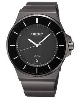 Seiko Watch, Mens Black Ion Finish Stainless Steel Bracelet 42mm SGEG21   Watches   Jewelry & Watches