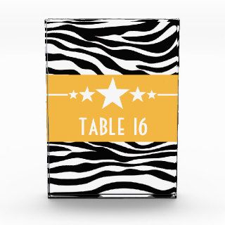 Stars Zebra Print Sweet 16 Table Number Plaque Award