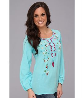 Scully Scully Laila Embroidered Blouse Turquoise
