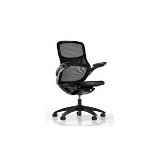 Generation Chair by Knoll   High Performance Arms   Dark Grey Frame   Onyx Black Back   Black Leather Seat   Adjustable Home Desk Chairs