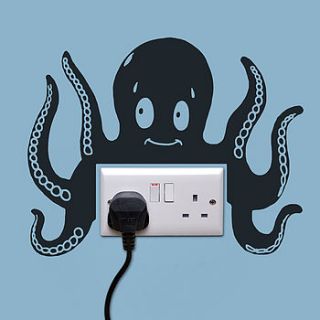 octopus power socket wall sticker by oakdene designs