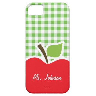 Apple for Teacher; Green Checkered; Gingham iPhone 5 Cover