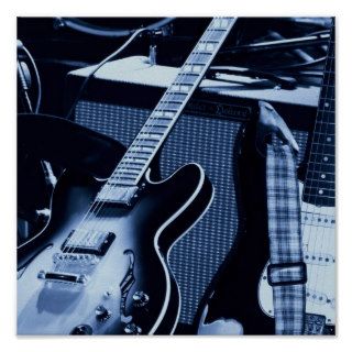 Electric Blue Guitars Poster