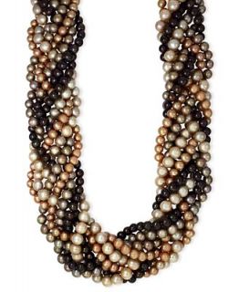 EFFY Brown Dyed Cultured Freshwater Pearl Twist Stand Necklace in Sterling Silver   Necklaces   Jewelry & Watches