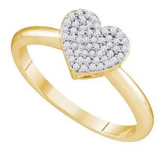 10KT Yellow Gold 0.15 CTW Diamond HEART Ring Wedding Bands Jewelry