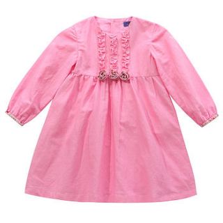 girl's pink floral trim rosette dress by london kiddy
