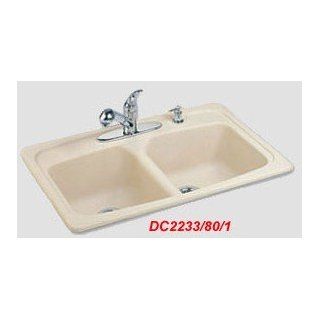 Kindred DC2233/80/04 22 by 33 Inch Double Bowl Drop In Composite Kitchen Sink    