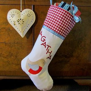 personalised christmas stocking robin by sara perry designs