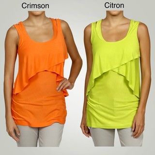 Dylan & Rose Women's Asymmetrical Crop Tank with Layered Over Tank Top Sleeveless Shirts