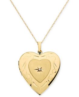 14k Gold Necklace, Diamond Accent Locket   Necklaces   Jewelry & Watches