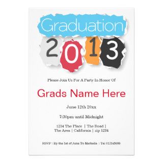 Graduation Party Torn Paper Text (printed flat) Personalized Announcements