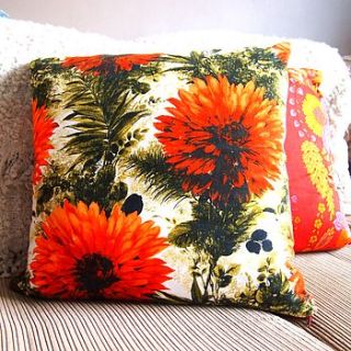 reversible vintage fabric floral cushion by poppy valentine