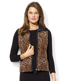 Lauren Ralph Lauren Jacket, Sleeveless Faux Suede Leopard Print Vest   Jackets & Blazers   Women
