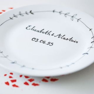 personalised hand illustrated wedding plate by mr teacup
