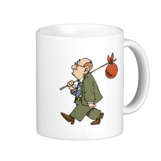 Funny Cartoon Male Man Walking Coffee Mug