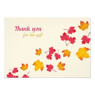 Red Falling Leaves Thank You Card Personalized Invite
