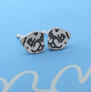 sterling silver beauty pug earrings by plain jane pugs