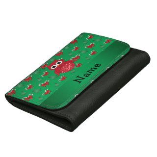 Personalized name owl green candy canes bows wallet