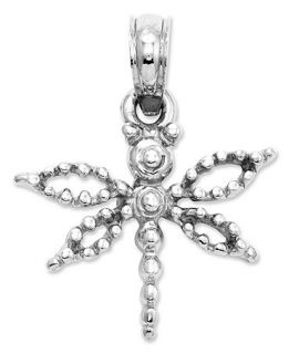 14k White Gold Charm, Mini Dragonfly Charm   Jewelry & Watches