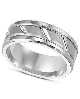 Triton Mens White Tungsten Carbide Ring, 8mm Diamond Cut Wedding Band   Rings   Jewelry & Watches