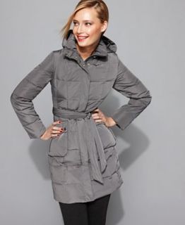 Calvin Klein Petite Jacket, Long Sleeve Belted Down Puffer Coat   Coats   Women