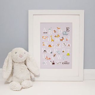 personalised animal alphabet print by milly bee