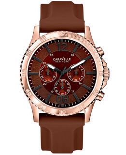 Caravelle New York by Bulova Mens Chronograph Brown Silicone Strap Watch 44mm 44A102   Watches   Jewelry & Watches