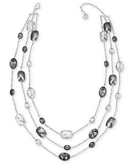 Swarovski Necklace, Palladium Plated Graduated Crystal Three Row Necklace   Fashion Jewelry   Jewelry & Watches
