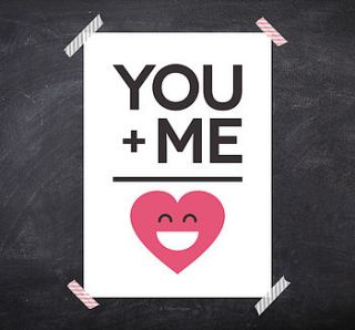 'you + me  love' typographic print by paperpaper