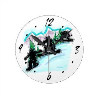 Snowboarder mountain decorative wall clock