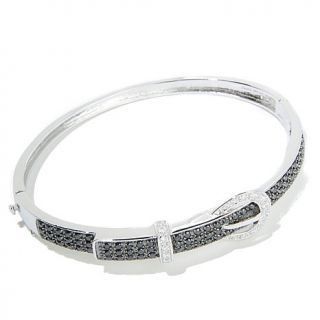 Technibond® 3.99ct Pavé Black and White CZ Buckle Bangle Bracelet