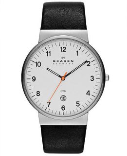 Skagen Denmark Watch, Mens Black Leather Strap 45mm SKW6024   Watches   Jewelry & Watches