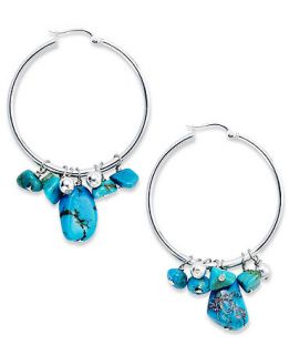 Avalonia Road Stabilized Turquoise Hoop Earrings (2 1/5 ct. t.w.) in Sterling Silver   Earrings   Jewelry & Watches