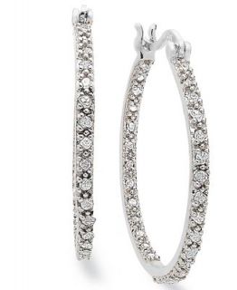 Victoria Townsend Sterling Silver Earrings, Sterling Silver Diamond Hoop Earrings (1/4 ct. t.w.)   Earrings   Jewelry & Watches