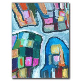 Colorful Cellular Bay (abstract expressionism) Post Card