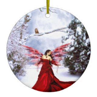 Christmas Eve Angel Painting Round Ornament