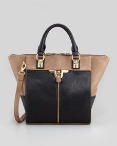Danielle Nicole Alexa Bicolor Front Zip Tote Bag, Taupe/Black