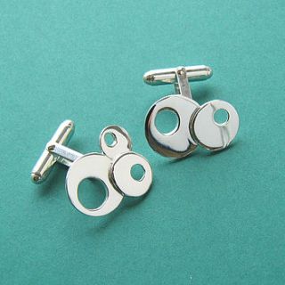 geometric silver circle cufflinks by saba jewellery