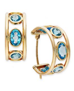 10k Gold Earrings, Blue Topaz Hoops Earrings (3 3/4 ct. t.w.)   Earrings   Jewelry & Watches