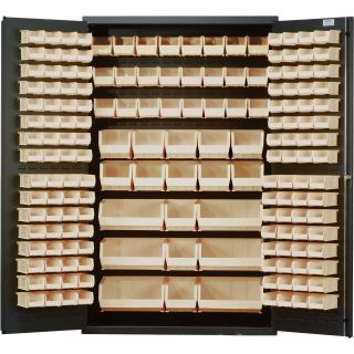 Quantum Storage Cabinet With 171 Bins — 48in. x 24in. x 78in. Size, Ivory  Storage Bin Cabinets