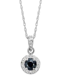 10k White Gold Necklace, Sapphire Bezel Set Pendant (1/2 ct. t.w.)   Necklaces   Jewelry & Watches