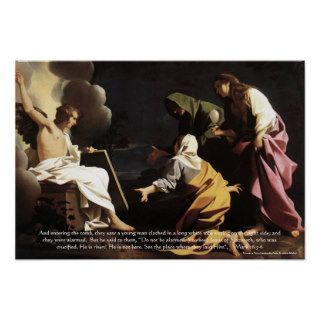 Marys,Jesus Tomb, He is Risen Bible Verse Artwork Print