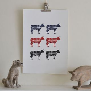 butchers meat print typographic print by oakdene designs