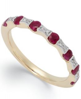 14k Rose Gold Ring, Ruby (1/3 ct. t.w.) and Diamond (1/5 ct. t.w.) Band   Rings   Jewelry & Watches