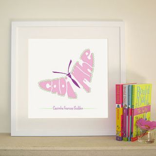 personalised butterfly print by name art