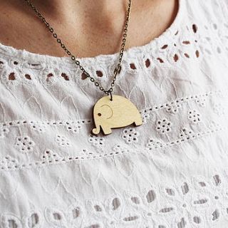 wooden elephant necklace by ginger pickle