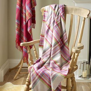 merino and cashmere white check throw by the wool room