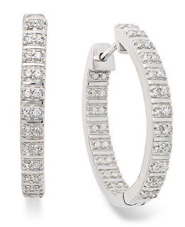 Diamond Earrings, Sterling Silver Diamond In and Out Hoop Earrings (1/4 ct. t.w.)   Earrings   Jewelry & Watches