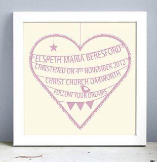personalised new baby heart print by modo creative