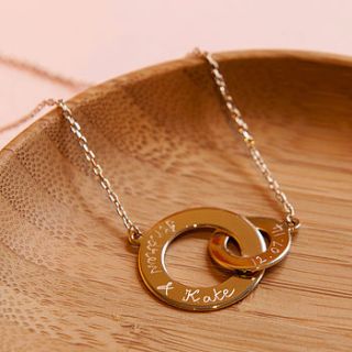personalised gold plated interlocked necklace by merci maman